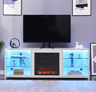 MELLCOM Fireplace TV Stand with LED Lights