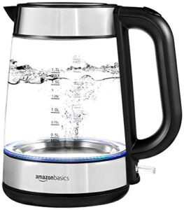 amazon basics electric glass and steel hot tea water kettle 17 liter