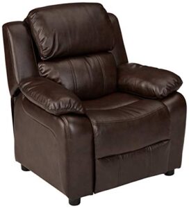 amazon basics faux leather kidsyouth recliner with armrest storage 3 age