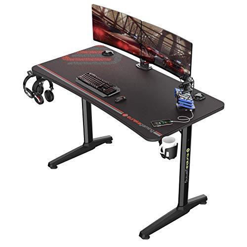 eureka ergonomic 47 inch gaming desk with full mouse pad ergonomic t shaped