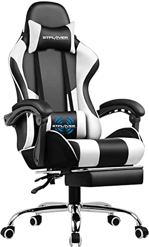 gtplayer gaming chair computer chair with footrest and lumbar support