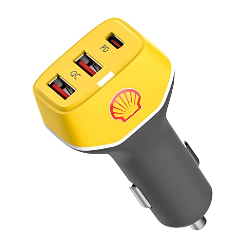 shell usb car charger 3 port 54w type c car charger adapter30w pd usb c