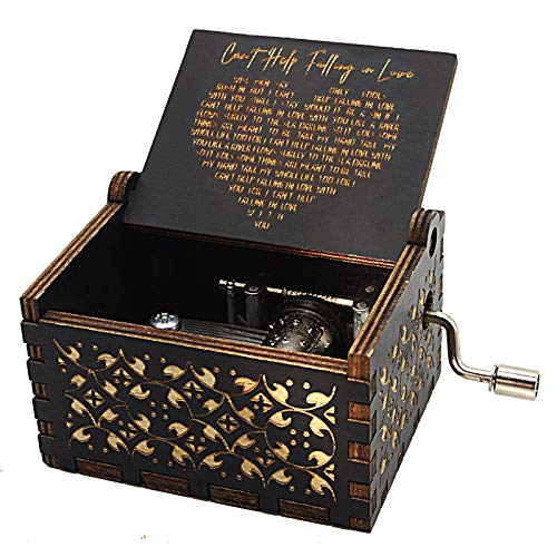 cant help falling in love wood music box antique engraved musical