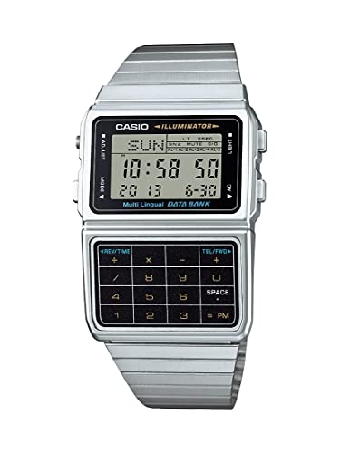 casio mens silver tone 25 memory calculator databank watch