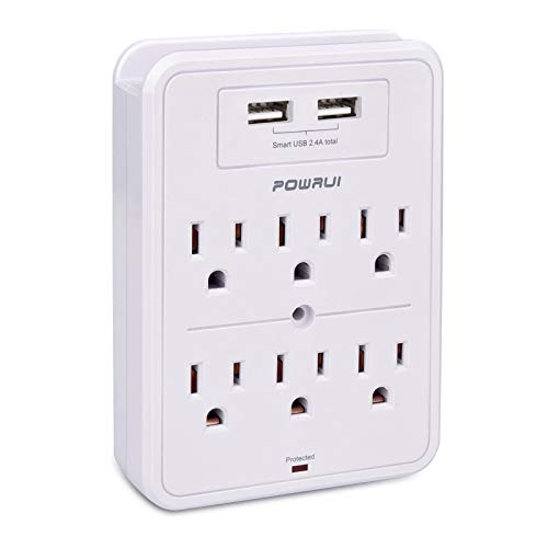 powrui surge protector usb wall charger with 2 usb charging portssmart 24a