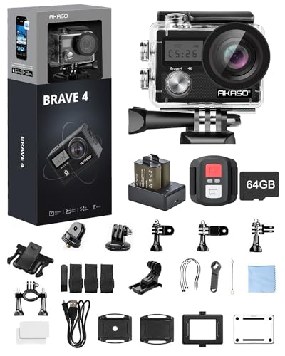 akaso brave 4 action camera 4k 30fps with 64gb microsdxc memory card