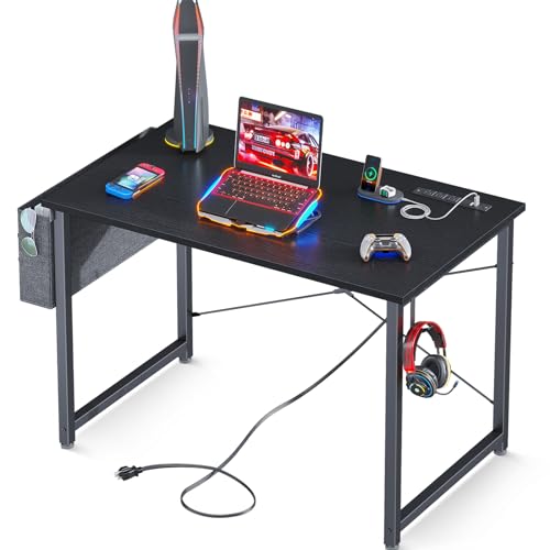 aodk 32 inch small computer desk with power outlet for small spaces home