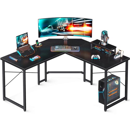 aodk l shaped gaming desk computer corner desk pc gaming desk table with 1