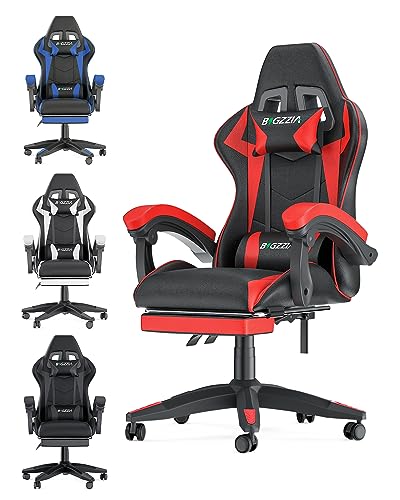 bigzzia gaming chair with footrest office desk chair ergonomic gaming chair