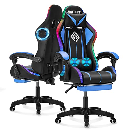 gaming chair with bluetooth speakers and rgb led lights ergonomic massage