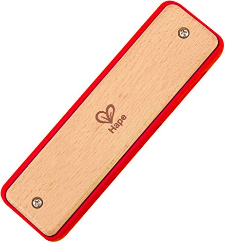 hape blues harmonica 10 hole wooden musical instrument toy for kids red