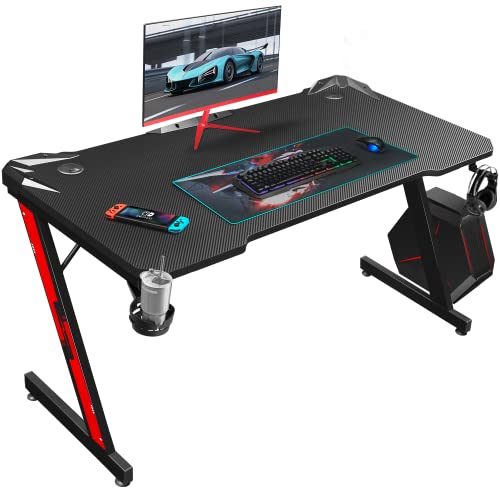 homall gaming desk computer desk with carbon fiber surface gaming table z