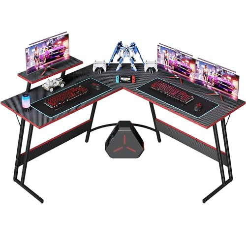 shahoo l shaped gaming desk 51 inch computer corner table with large monitor