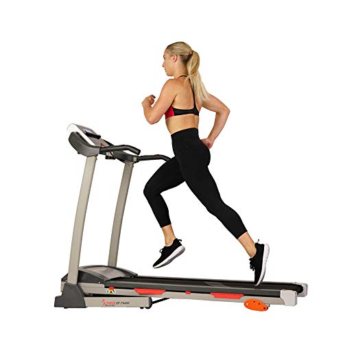 sunny health fitness folding incline treadmill with tablet and device