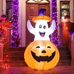 drdudu halloween inflatable 5 ft ghost pumpkin witch hat led lights holiday