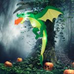 goflame 5 ft halloween inflatable hanging dragon blow up yard decoration