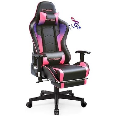 GTRACING Gaming Chair with Footrest Speakers Video Game Chair Bluetooth